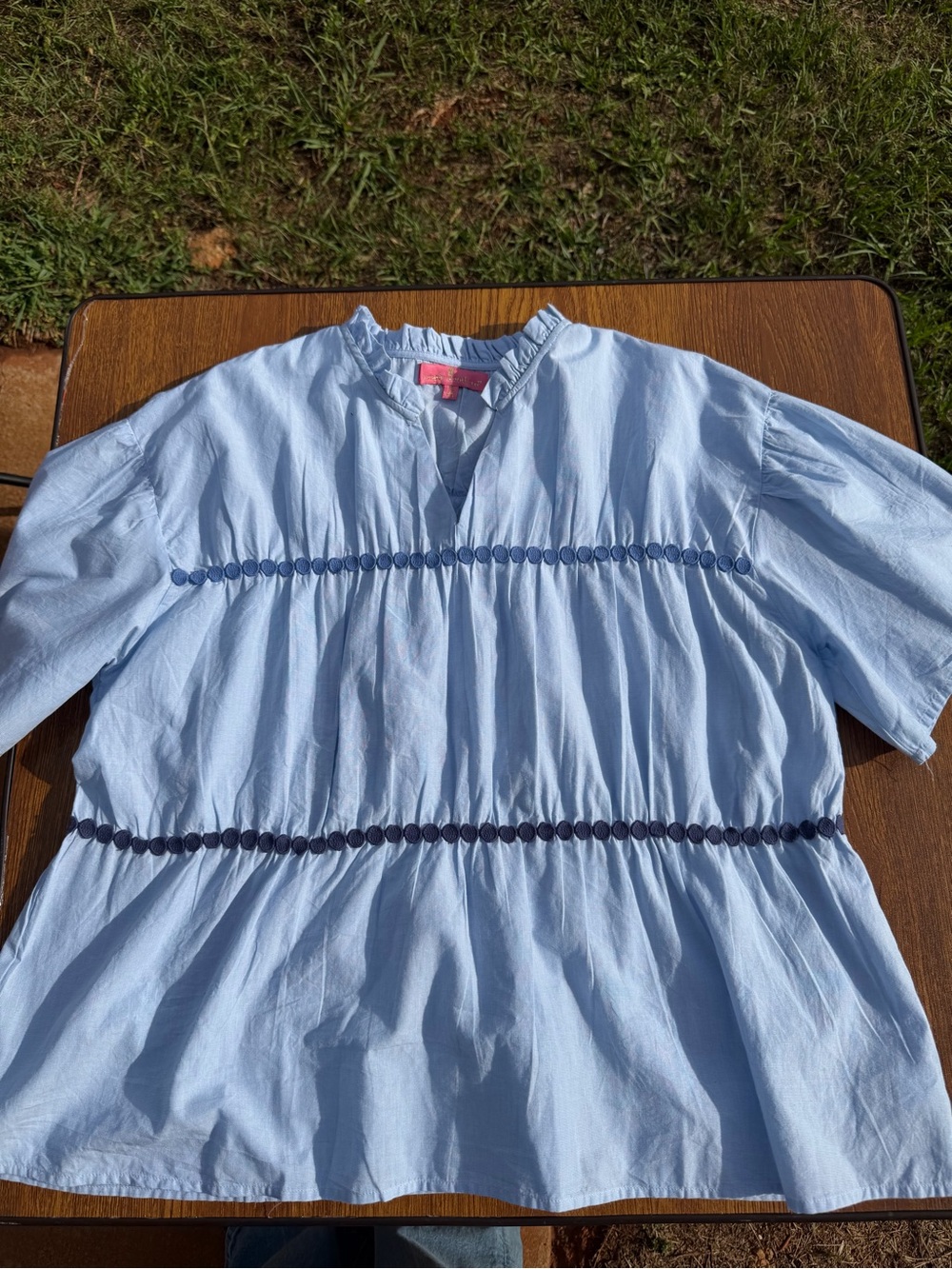 Simply Southern Blue Cotton Blouse Shorts Set M Boho Lounge Summer - Picture 5 of 12